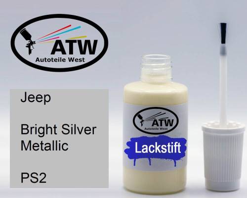 Jeep, Bright Silver Metallic, PS2: 20ml Lackstift, von ATW Autoteile West.